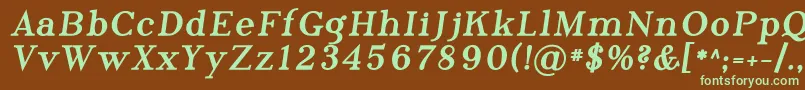 フォントPhosph11 – 緑色の文字が茶色の背景にあります。