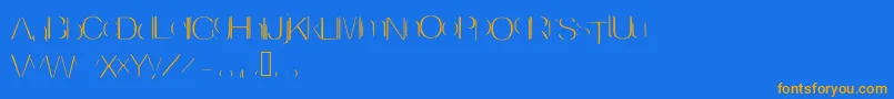 Invisible-Schriftart – Orangefarbene Schriften auf blauem Hintergrund