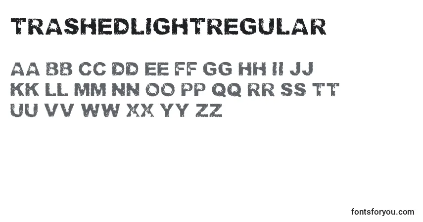 Schriftart TrashedlightRegular – Alphabet, Zahlen, spezielle Symbole