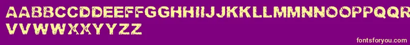 TrashedlightRegular-Schriftart – Gelbe Schriften auf violettem Hintergrund