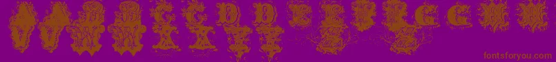 DirtyAmes0.1-Schriftart – Braune Schriften auf violettem Hintergrund