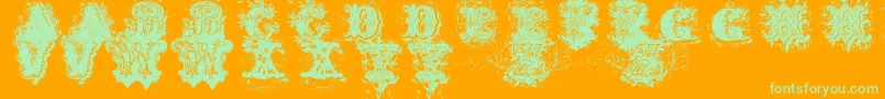 DirtyAmes0.1-Schriftart – Grüne Schriften auf orangefarbenem Hintergrund