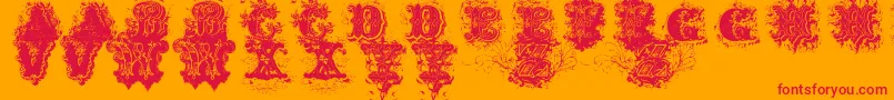 DirtyAmes0.1-Schriftart – Rote Schriften auf orangefarbenem Hintergrund