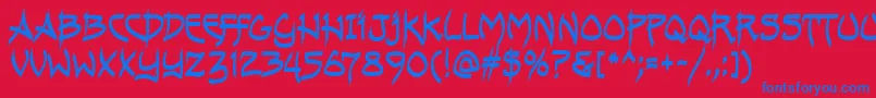 AndreasPenMfBold-fontti – siniset fontit punaisella taustalla