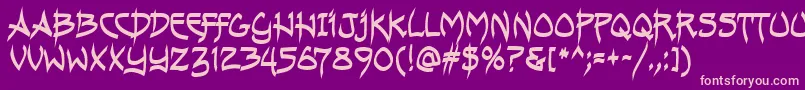 AndreasPenMfBold-Schriftart – Rosa Schriften auf violettem Hintergrund