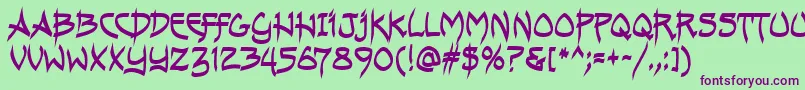 AndreasPenMfBold Font – Purple Fonts on Green Background