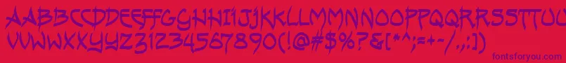 AndreasPenMfBold-fontti – violetit fontit punaisella taustalla