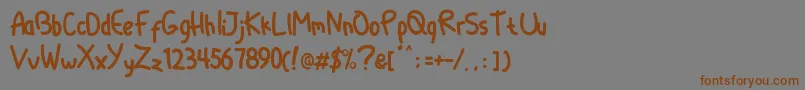 フォントDliyaRegular – 茶色の文字が灰色の背景にあります。