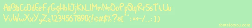 フォントDliyaRegular – 黄色の文字が緑の背景にあります