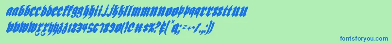 Biergartenci-Schriftart – Blaue Schriften auf grünem Hintergrund