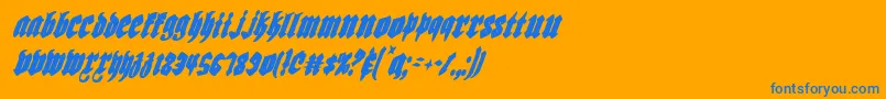Czcionka Biergartenci – niebieskie czcionki na pomarańczowym tle