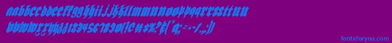 フォントBiergartenci – 紫色の背景に青い文字