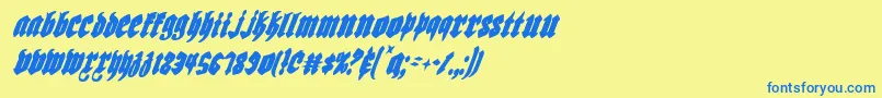 Biergartenci-Schriftart – Blaue Schriften auf gelbem Hintergrund