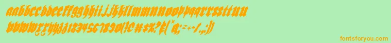 Biergartenci-Schriftart – Orangefarbene Schriften auf grünem Hintergrund