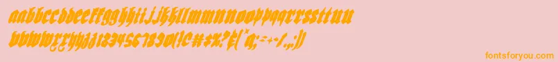Biergartenci-Schriftart – Orangefarbene Schriften auf rosa Hintergrund