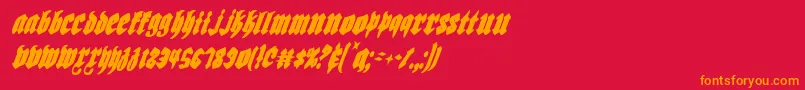 フォントBiergartenci – 赤い背景にオレンジの文字
