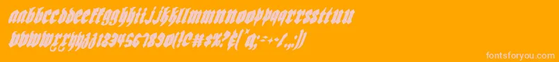 Biergartenci-Schriftart – Rosa Schriften auf orangefarbenem Hintergrund