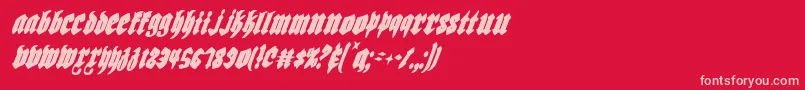 Biergartenci-fontti – vaaleanpunaiset fontit punaisella taustalla