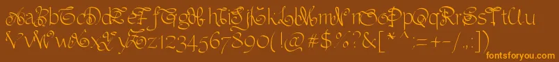 Pwornaments-Schriftart – Orangefarbene Schriften auf braunem Hintergrund