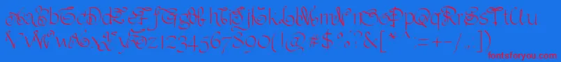Pwornaments Font – Red Fonts on Blue Background
