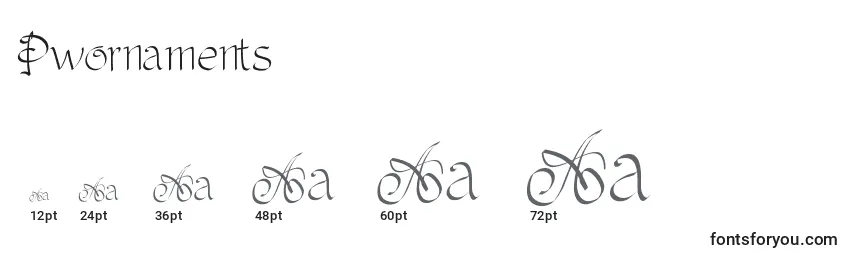 Pwornaments Font Sizes