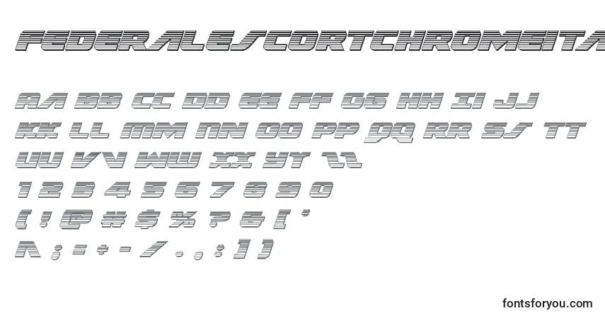Czcionka Federalescortchromeital – alfabet, cyfry, specjalne znaki