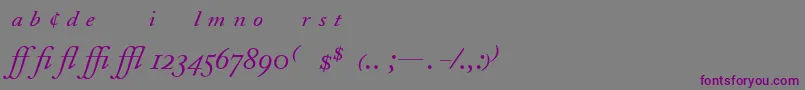 Fonte AdobeCaslonItalicExpert – fontes roxas em um fundo cinza