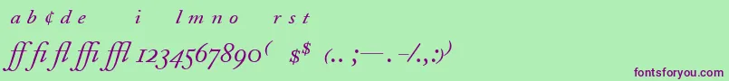 fuente AdobeCaslonItalicExpert – Fuentes Moradas Sobre Fondo Verde