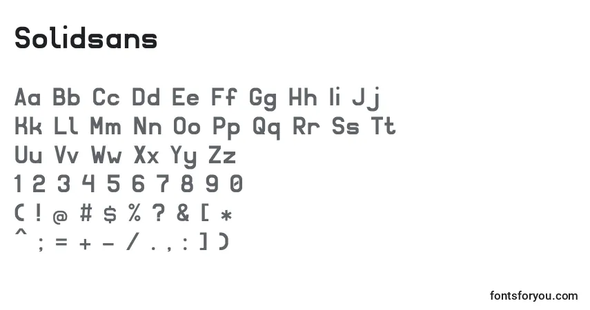 A fonte Solidsans – alfabeto, números, caracteres especiais