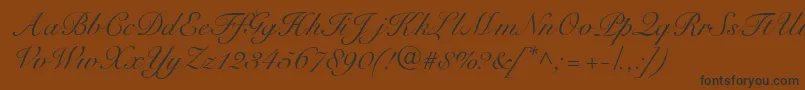 R791ScriptRegular-Schriftart – Schwarze Schriften auf braunem Hintergrund