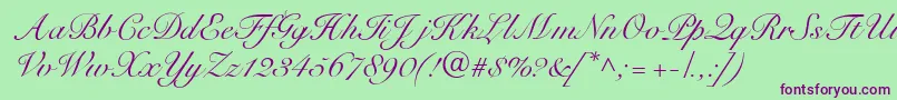 R791ScriptRegular-Schriftart – Violette Schriften auf grünem Hintergrund