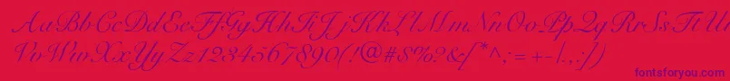 R791ScriptRegular Font – Purple Fonts on Red Background