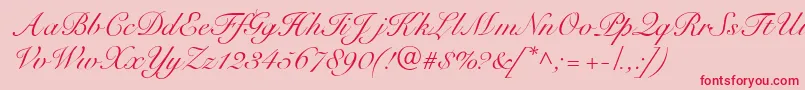 Fonte R791ScriptRegular – fontes vermelhas em um fundo rosa
