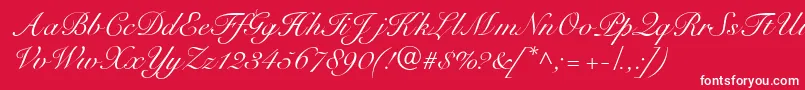 R791ScriptRegular-Schriftart – Weiße Schriften auf rotem Hintergrund
