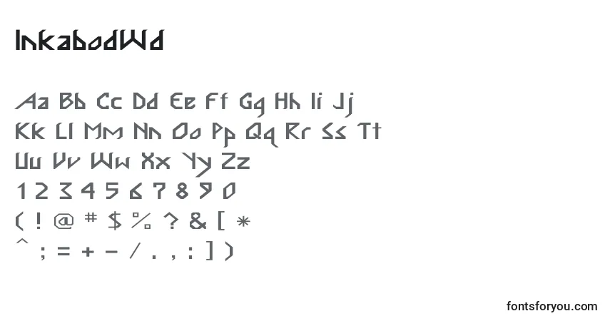 Czcionka InkabodWd – alfabet, cyfry, specjalne znaki
