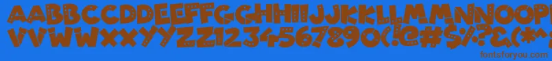 PatchyRobots Font – Brown Fonts on Blue Background