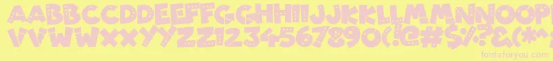 PatchyRobots-Schriftart – Rosa Schriften auf gelbem Hintergrund