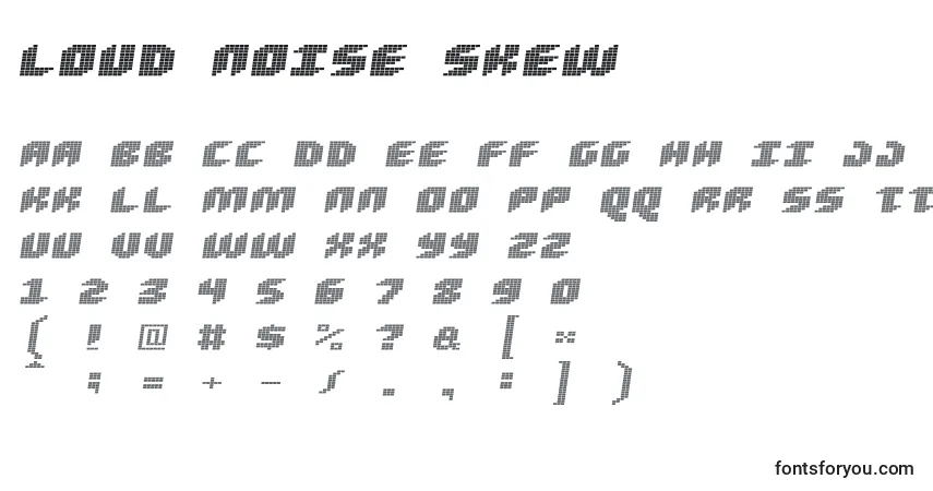 Czcionka Loud Noise Skew – alfabet, cyfry, specjalne znaki