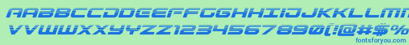 フォントGunshiphalfital – 青い文字は緑の背景です。
