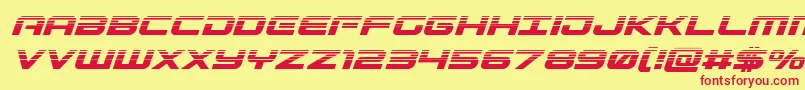 フォントGunshiphalfital – 赤い文字の黄色い背景