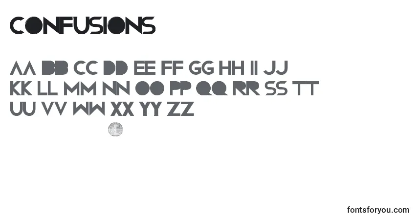 Schriftart Confusions – Alphabet, Zahlen, spezielle Symbole