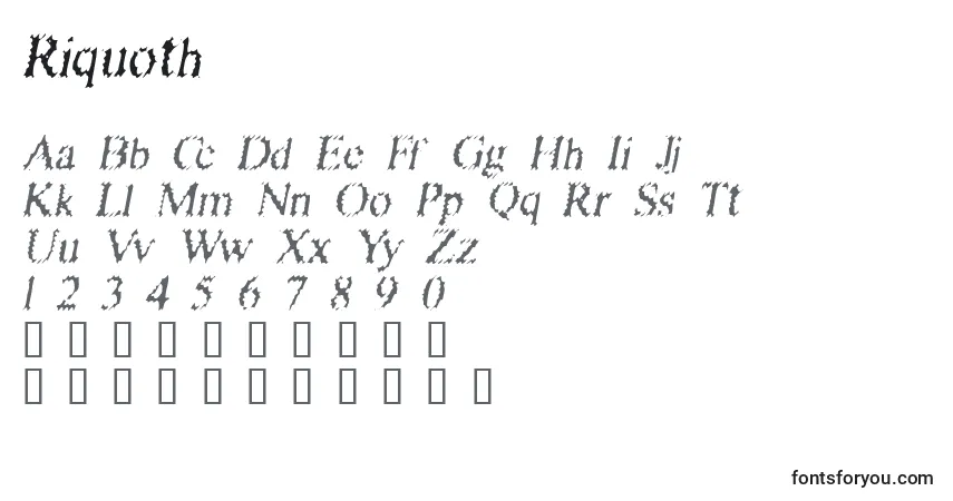 Czcionka Riquoth – alfabet, cyfry, specjalne znaki