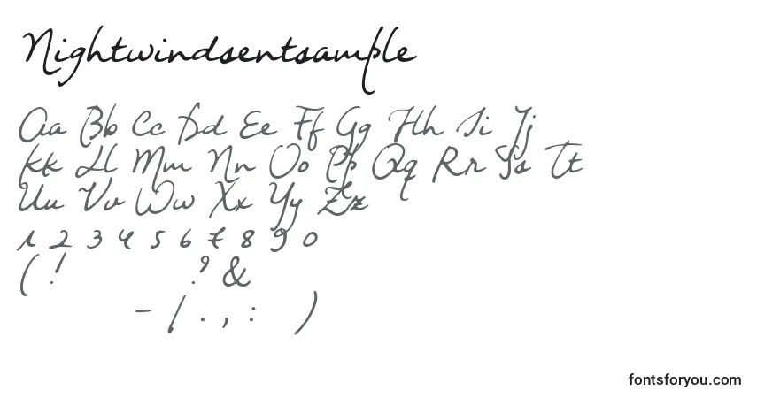Schriftart Nightwindsentsample (96493) – Alphabet, Zahlen, spezielle Symbole