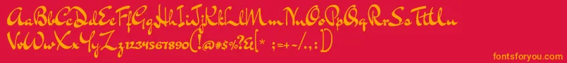 フォントDrSugiyama – 赤い背景にオレンジの文字