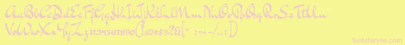 DrSugiyama Font – Pink Fonts on Yellow Background