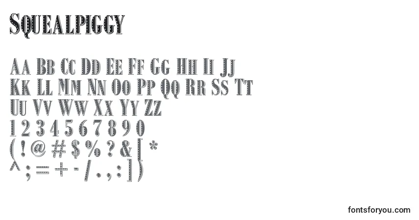 Squealpiggy-fontti – aakkoset, numerot, erikoismerkit