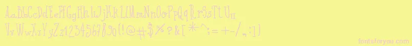 IWroteAll-fontti – vaaleanpunaiset fontit keltaisella taustalla