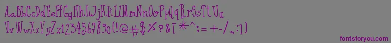 IWroteAll-fontti – violetit fontit harmaalla taustalla