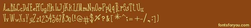 IWroteAll-fontti – keltaiset fontit ruskealla taustalla