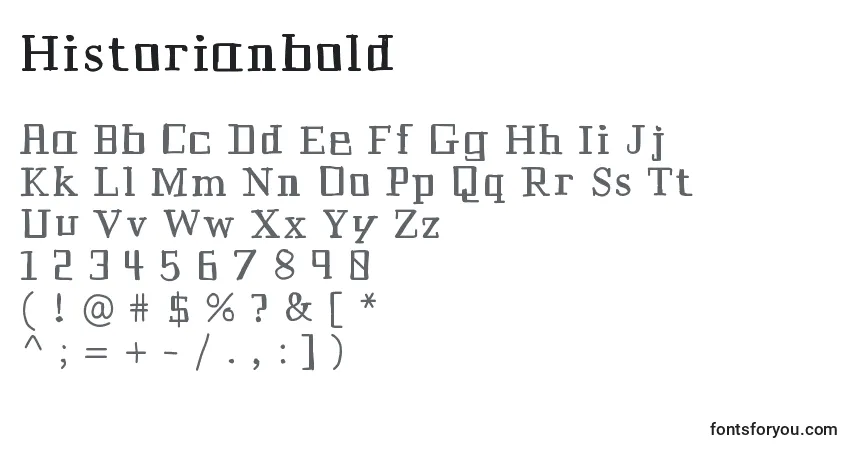 Шрифт Historianbold – алфавит, цифры, специальные символы